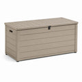 Baule da giardino con serratura beige in polipropilene rettangolare 150 x 72 x 70 cm