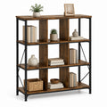 Libreria a 4 ripiani marrone scuro e nero in pannello truciolare e acciaio 120 x 35 x 120 cm