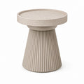 Tavolino laterale rotondo beige in MDF e pietra sinterizzata Ø45 x 50 cm