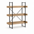 Libreria a 3 ripiani effetto rovere con struttura in acciaio nero 120 x 40 x 180 cm