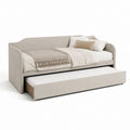 Divano letto estraibile beige in poliestere 210 x 100 x 90 cm con letto singolo