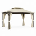 Gazebo da giardino 3 x 3 m beige con struttura in acciaio e tende laterali