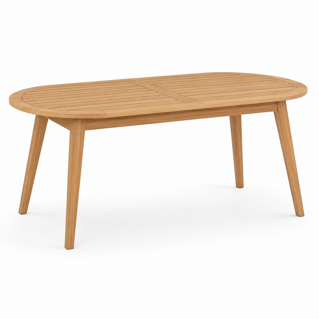 Tavolo da giardino ovale in legno massello di acacia marrone naturale 180 x 90 x 75 cm