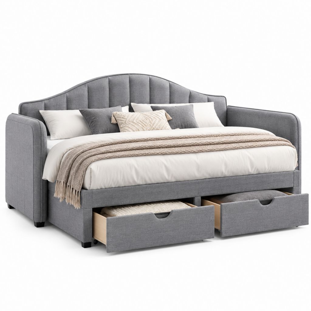 Letto matrimoniale contenitore grigio in poliestere 160 x 200 cm