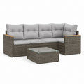 Salotto da giardino angolare 4 posti con tavolino grigio in rattan PE e vetro 220 x 180 x 85 cm