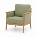 Poltrona da soggiorno verde salvia in poliestere con struttura in legno massello 76 x 82 x 88 cm