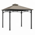 Gazebo da giardino quadrato nero e tortora in acciaio 300 x 300 x 280 cm