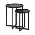 Set di 2 tavolini laterali rotondi neri in acciaio e MDF diametro 50 cm e 40 cm