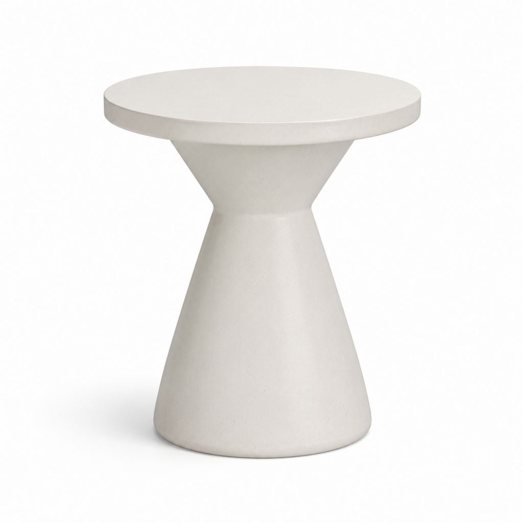 Tavolino laterale rotondo bianco in calcestruzzo 45 x 45 x 55 cm