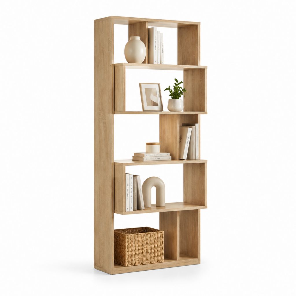 Libreria a 5 ripiani rovere chiaro in pannelli di particelle 80 x 30 x 180 cm
