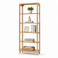 Libreria a 5 Ripiani in Bambù Naturale 80 x 30 x 180 cm