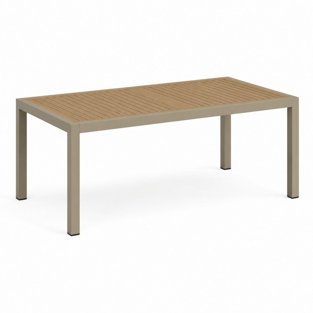 Tavolo da giardino rettangolare tortora e marrone in alluminio 150 x 90 x 75 cm