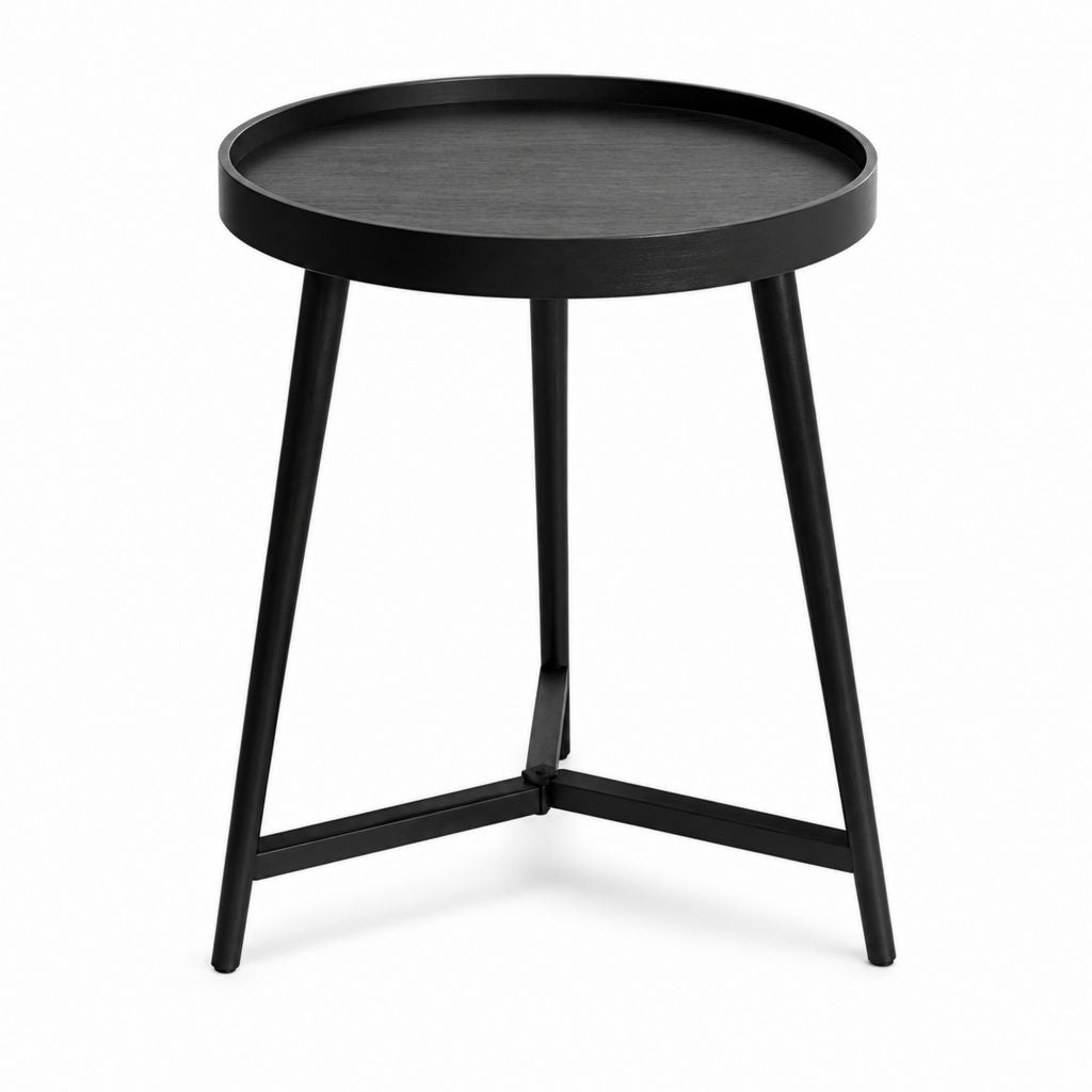 Tavolino laterale rotondo nero in MDF e acciaio Ø 40 x H 50 cm