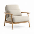 Poltrona da soggiorno beige in poliestere con struttura in legno massello 76 x 82 x 90 cm