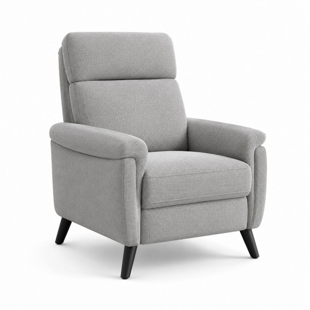 Poltrona soggiorno imbottita grigio chiaro in poliestere con schienale alto 83 x 90 x 102 cm